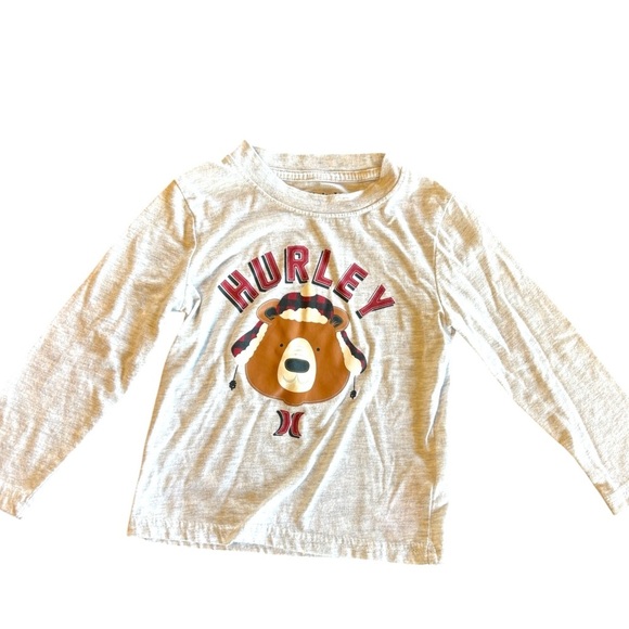 2T Hurley Lt Grey Long Sleeve Tee with Bear Graphic. GUC, 15% off w 2+ bundle - Picture 1 of 4